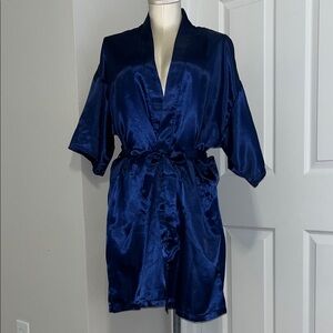 Deep Blue Satin Robe